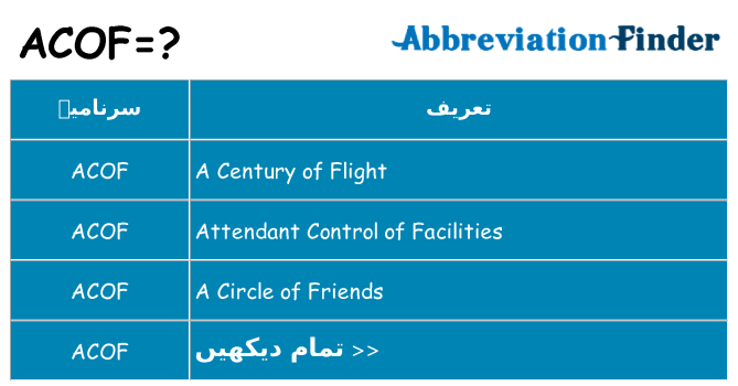 کیا acof کھڑا کرتا ہے کے لئے