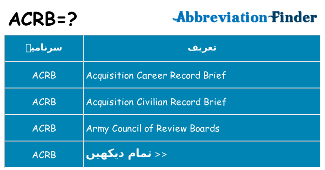 کیا acrb کھڑا کرتا ہے کے لئے