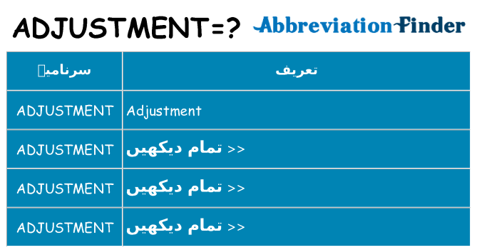کیا adjustment کھڑا کرتا ہے کے لئے
