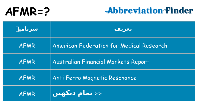 کیا afmr کھڑا کرتا ہے کے لئے