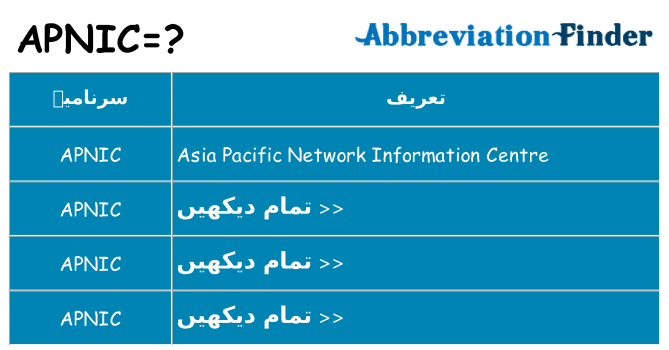 کیا apnic کھڑا کرتا ہے کے لئے