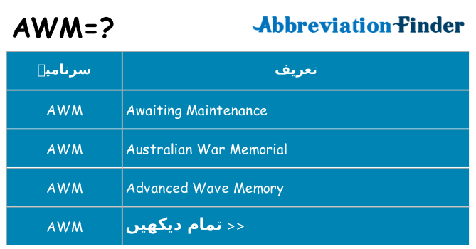 کیا awm کھڑا کرتا ہے کے لئے