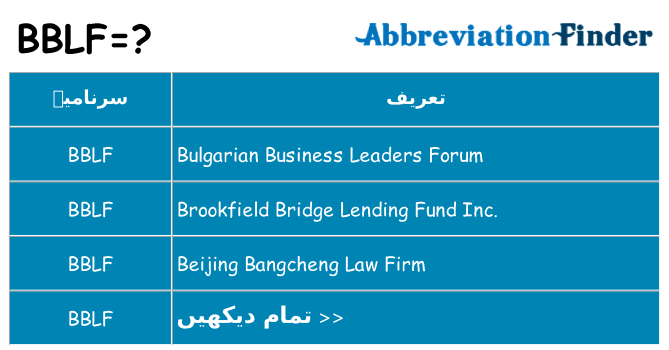 کیا bblf کھڑا کرتا ہے کے لئے