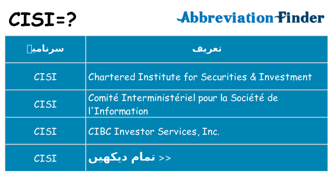 کیا cisi کھڑا کرتا ہے کے لئے