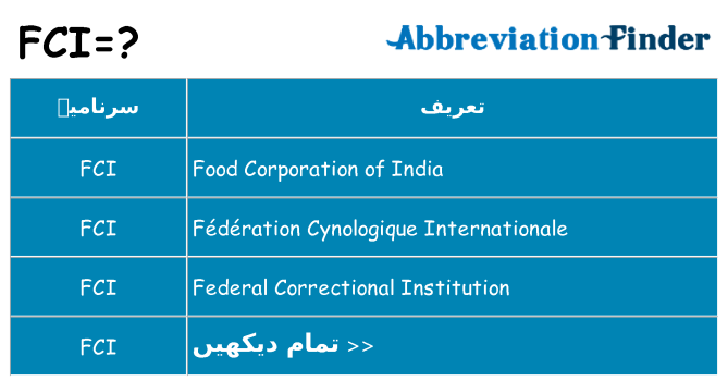 کیا fci کھڑا کرتا ہے کے لئے