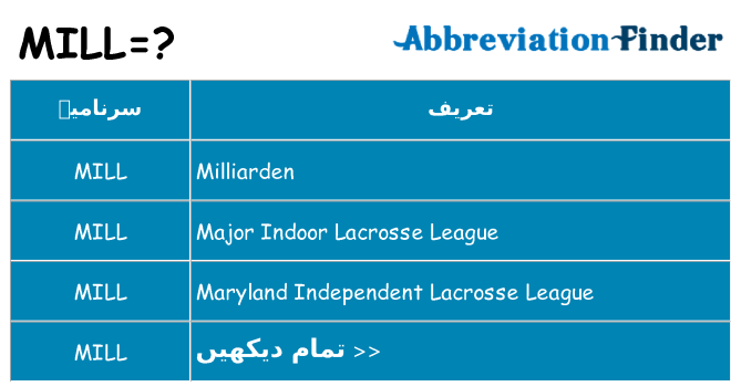 کیا mill کھڑا کرتا ہے کے لئے