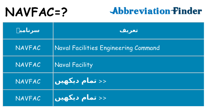 کیا navfac کھڑا کرتا ہے کے لئے