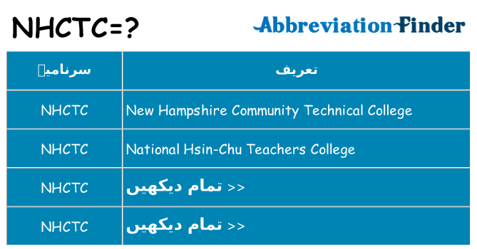کیا nhctc کھڑا کرتا ہے کے لئے