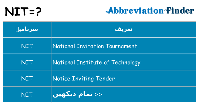 کیا nit کھڑا کرتا ہے کے لئے