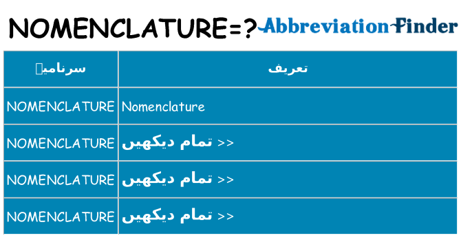 کیا nomenclature کھڑا کرتا ہے کے لئے