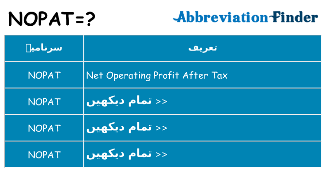 کیا nopat کھڑا کرتا ہے کے لئے