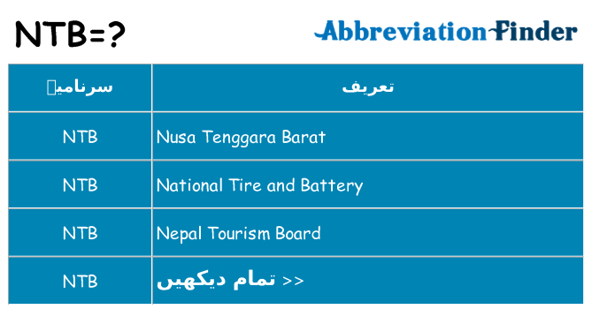 کیا ntb کھڑا کرتا ہے کے لئے