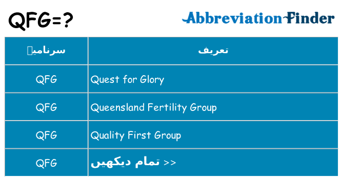 کیا qfg کھڑا کرتا ہے کے لئے