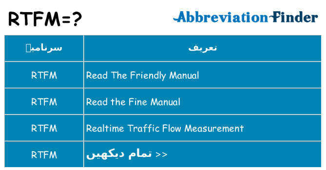 کیا rtfm کھڑا کرتا ہے کے لئے