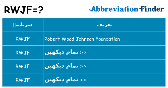 کیا rwjf کھڑا کرتا ہے کے لئے