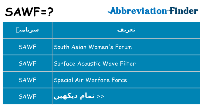 کیا sawf کھڑا کرتا ہے کے لئے