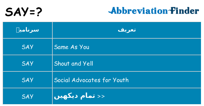 کیا say کھڑا کرتا ہے کے لئے