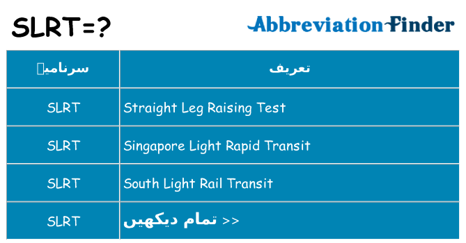 کیا slrt کھڑا کرتا ہے کے لئے