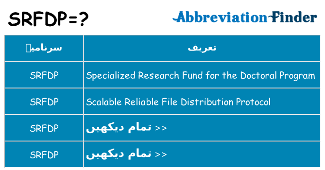 کیا srfdp کھڑا کرتا ہے کے لئے