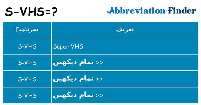 کیا s-vhs کھڑا کرتا ہے کے لئے