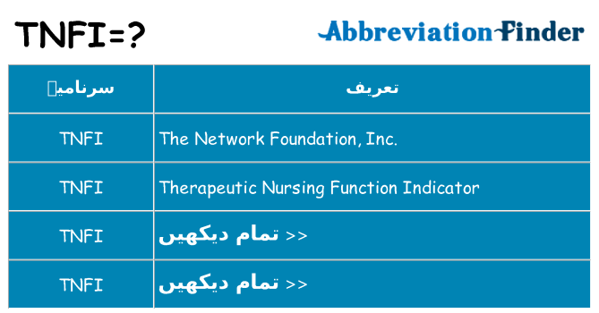 کیا tnfi کھڑا کرتا ہے کے لئے