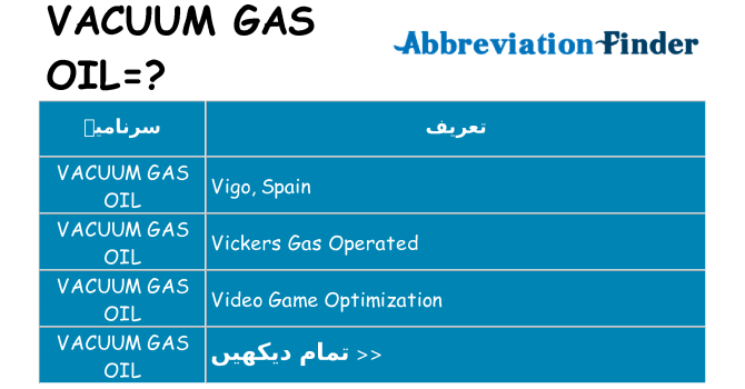 کیا vacuum-gas-oil کھڑا کرتا ہے کے لئے