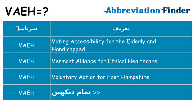 کیا vaeh کھڑا کرتا ہے کے لئے