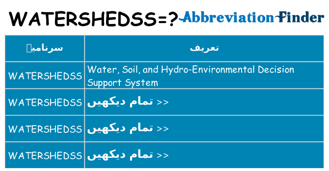 کیا watershedss کھڑا کرتا ہے کے لئے