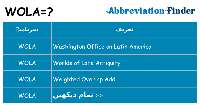 کیا wola کھڑا کرتا ہے کے لئے