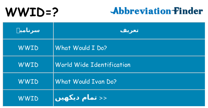 کیا wwid کھڑا کرتا ہے کے لئے