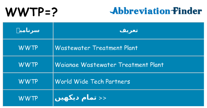 کیا wwtp کھڑا کرتا ہے کے لئے