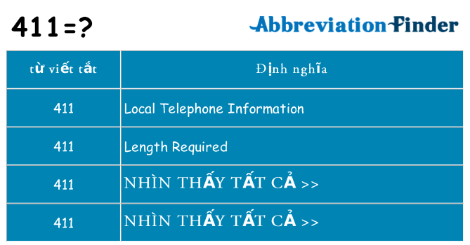 411 hiện những gì đứng cho