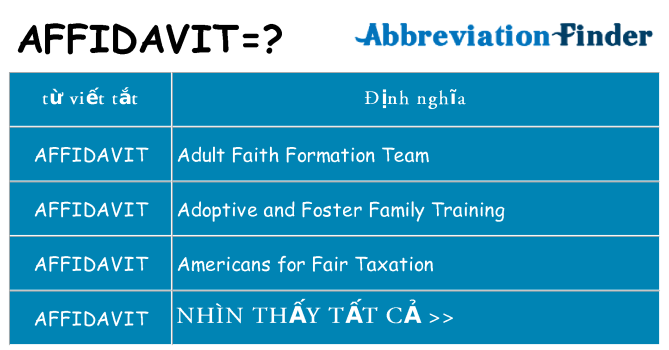 affidavit hiện những gì đứng cho