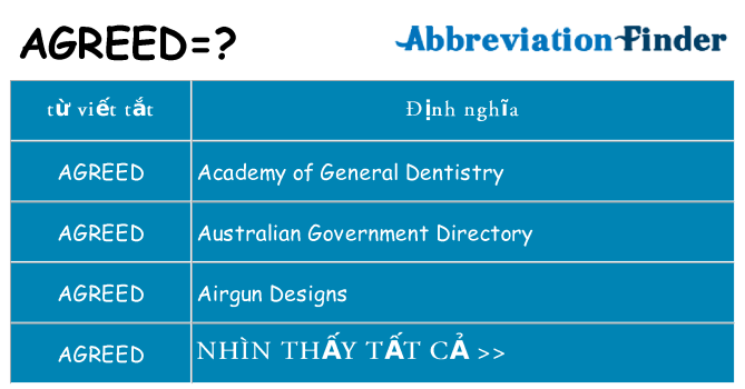 agreed hiện những gì đứng cho
