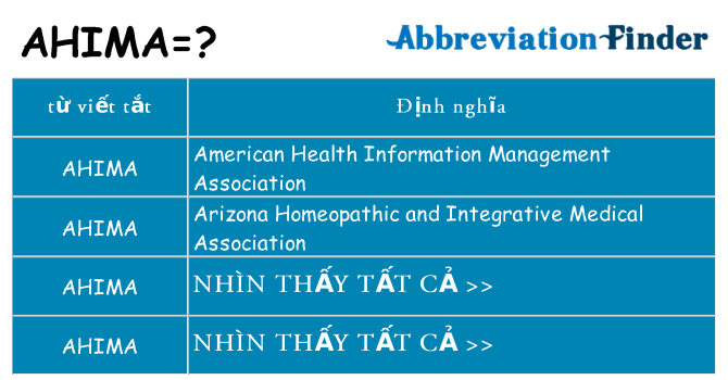 ahima hiện những gì đứng cho