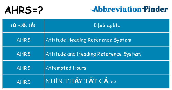 ahrs hiện những gì đứng cho