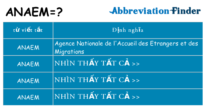 anaem hiện những gì đứng cho