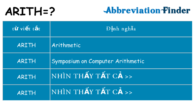 arith hiện những gì đứng cho