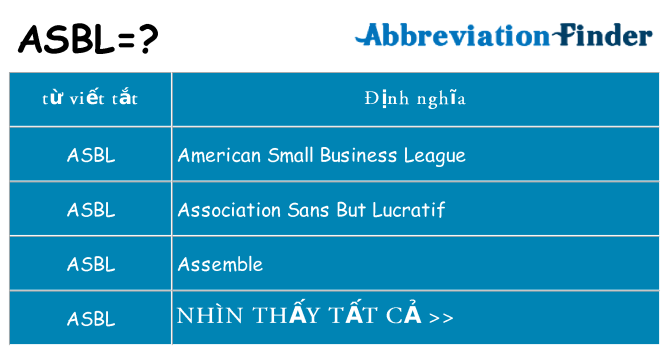 asbl hiện những gì đứng cho