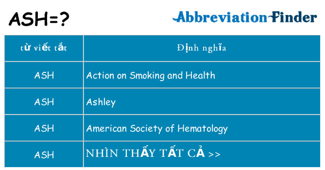 ash hiện những gì đứng cho