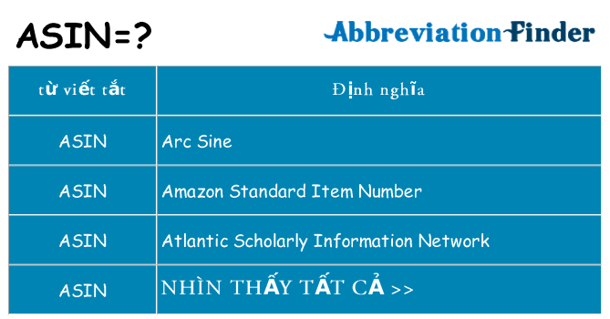 asin hiện những gì đứng cho