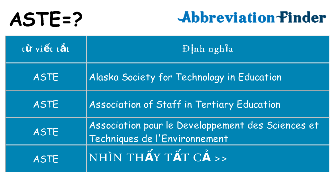 aste hiện những gì đứng cho