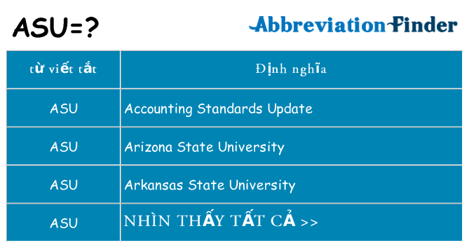asu hiện những gì đứng cho
