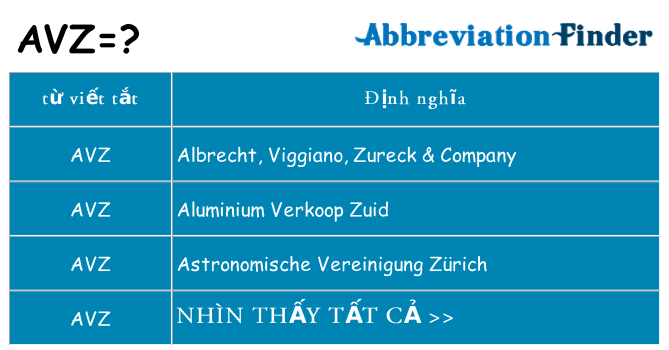 avz hiện những gì đứng cho