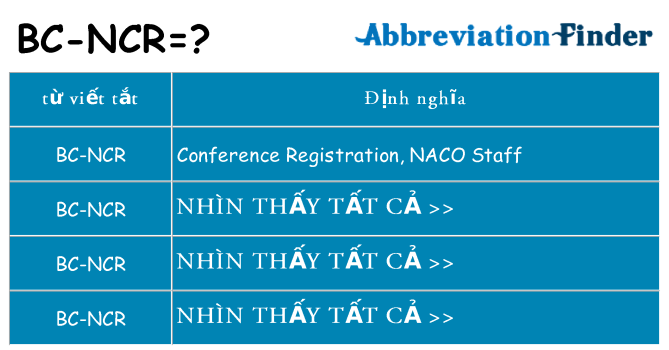 bc-ncr hiện những gì đứng cho