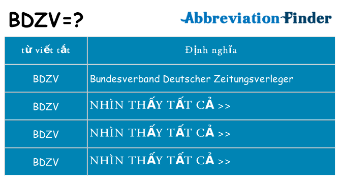 bdzv hiện những gì đứng cho