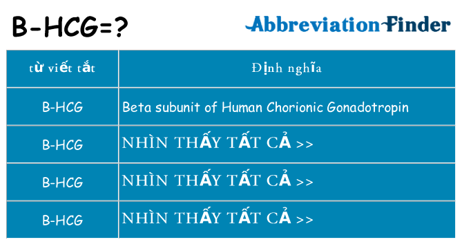b-hcg hiện những gì đứng cho