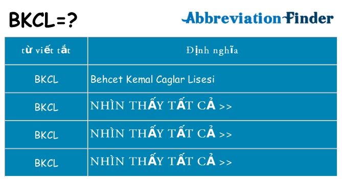 bkcl hiện những gì đứng cho