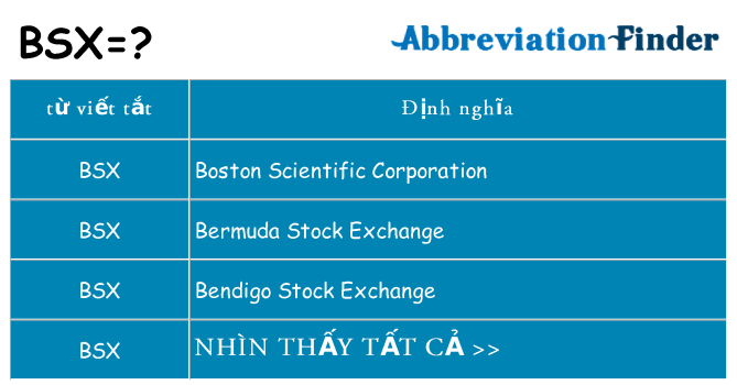 bsx hiện những gì đứng cho