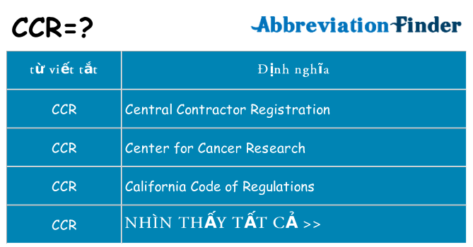 ccr hiện những gì đứng cho